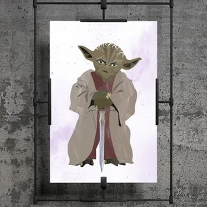 Yoda Custom Fan Art holding a sword